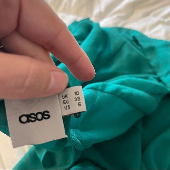 ASOS Green Sheer Peplum Dress Sz 6 Spring Summer Night Out - Picture 2 of 2